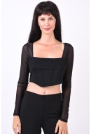 Women Blouse Bershka Tamaris Short Black